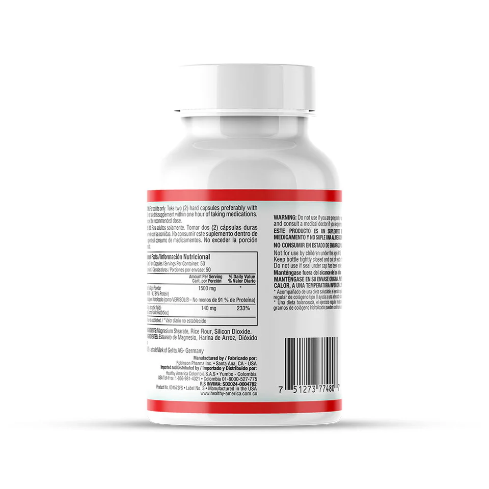 HYDROLYZED COLLAGEN 1500MG PLUS VITAMIN C CAPSULES 100 CAPSULES