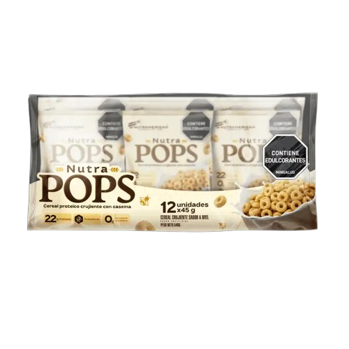 Nutra Pops Pack 12 unidades | Cereal proteico crujiente con caseína