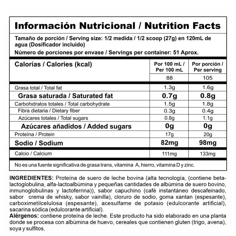 PROTEÍNA AISLADA / BIPRO CLASSIC CAPUCCINO CON CREMA WHISKY